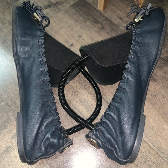 TORY BURCH NAVY BLUE REESE MESTICO BALLET TASSEL FLATS - Picture 3 of 8